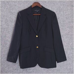 BROOKS BROTHERS 346 Loro Piana 100% Wool Black Two Button Blazer Size 12 Womens